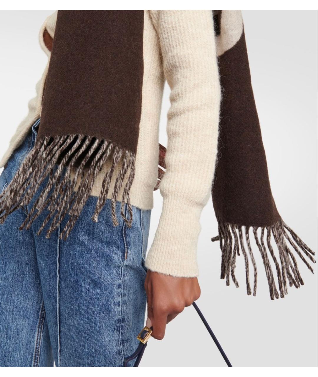 JACQUEMUS Коричневый шерстяной шарф, фото 4