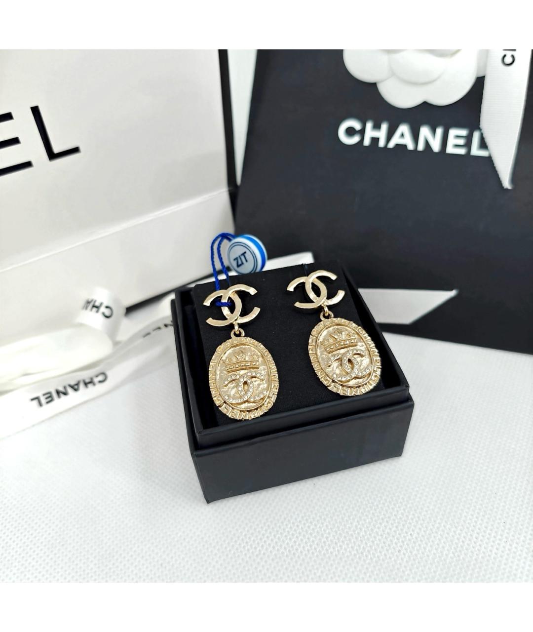 CHANEL Золотые металлические серьги, фото 2