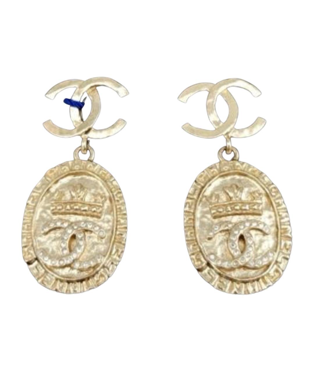 CHANEL Золотые металлические серьги, фото 1