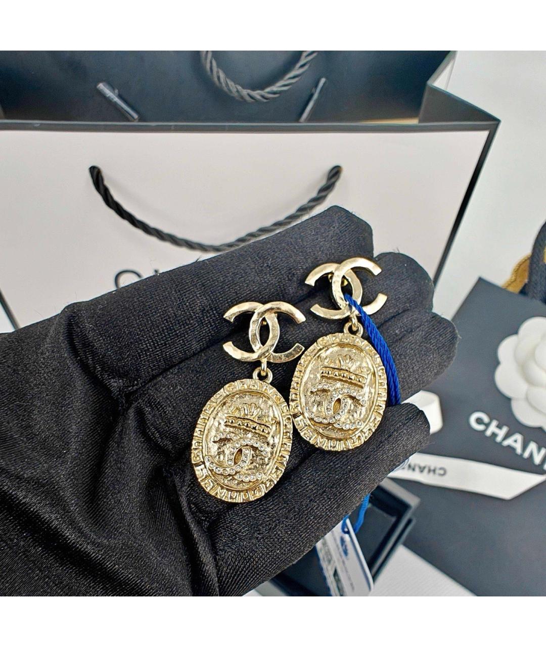 CHANEL Золотые металлические серьги, фото 4