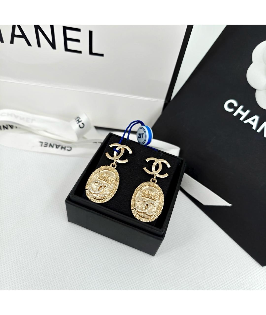 CHANEL Золотые металлические серьги, фото 3