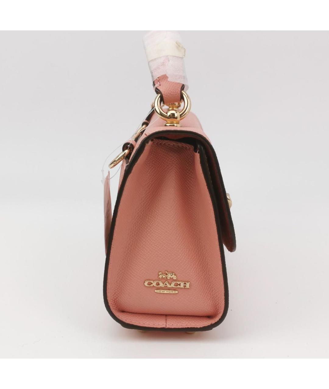COACH Розовая кожаная сумка через плечо, фото 3