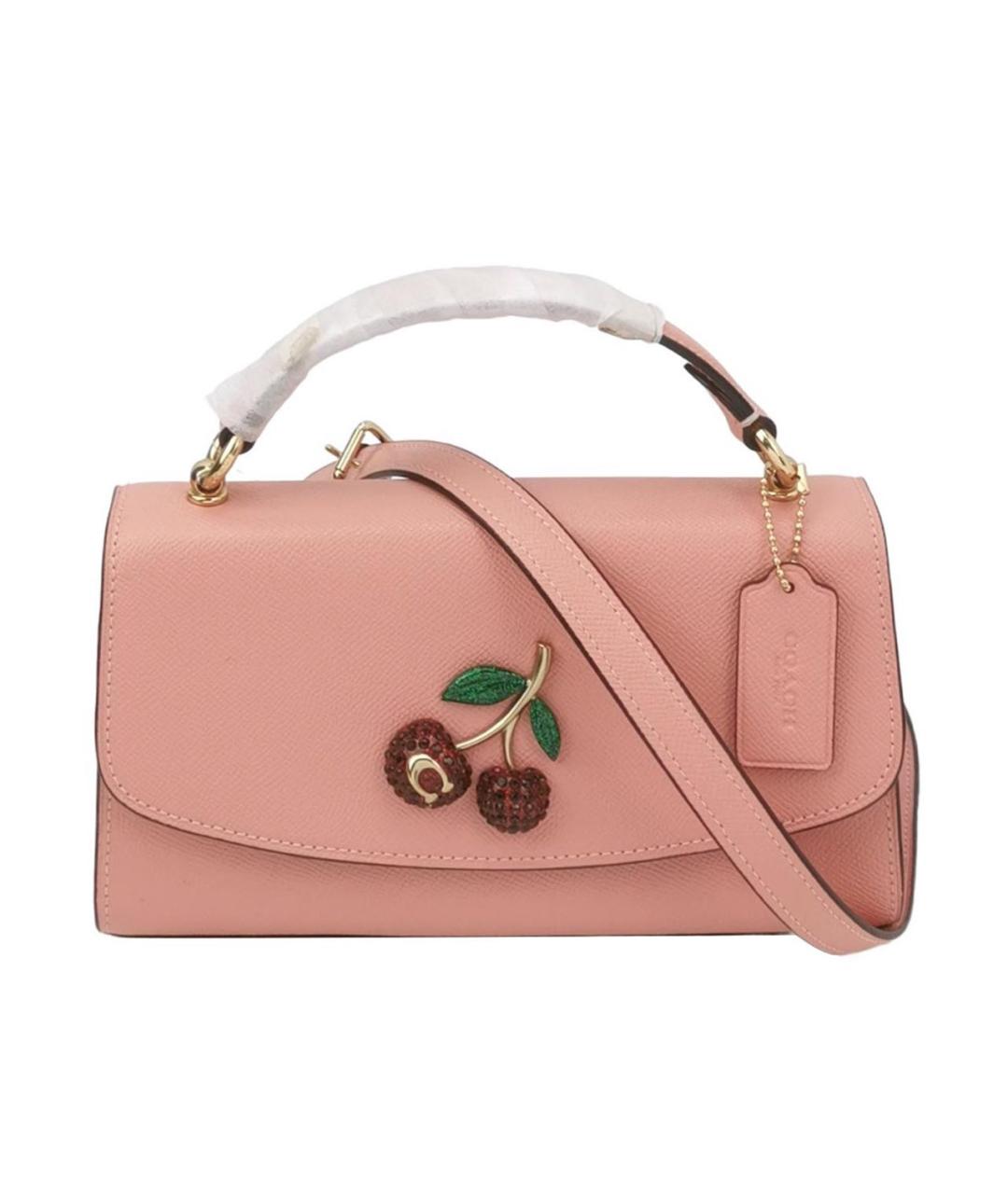 COACH Розовая кожаная сумка через плечо, фото 9