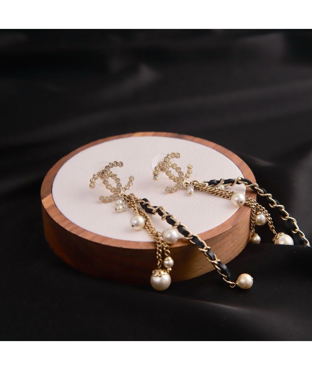 CHANEL Золотые металлические серьги, фото 7