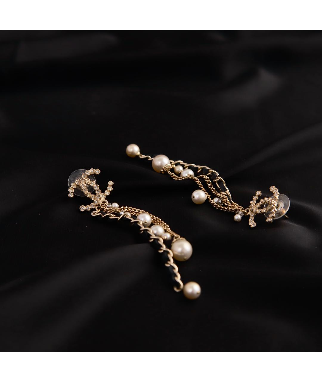 CHANEL Золотые металлические серьги, фото 3