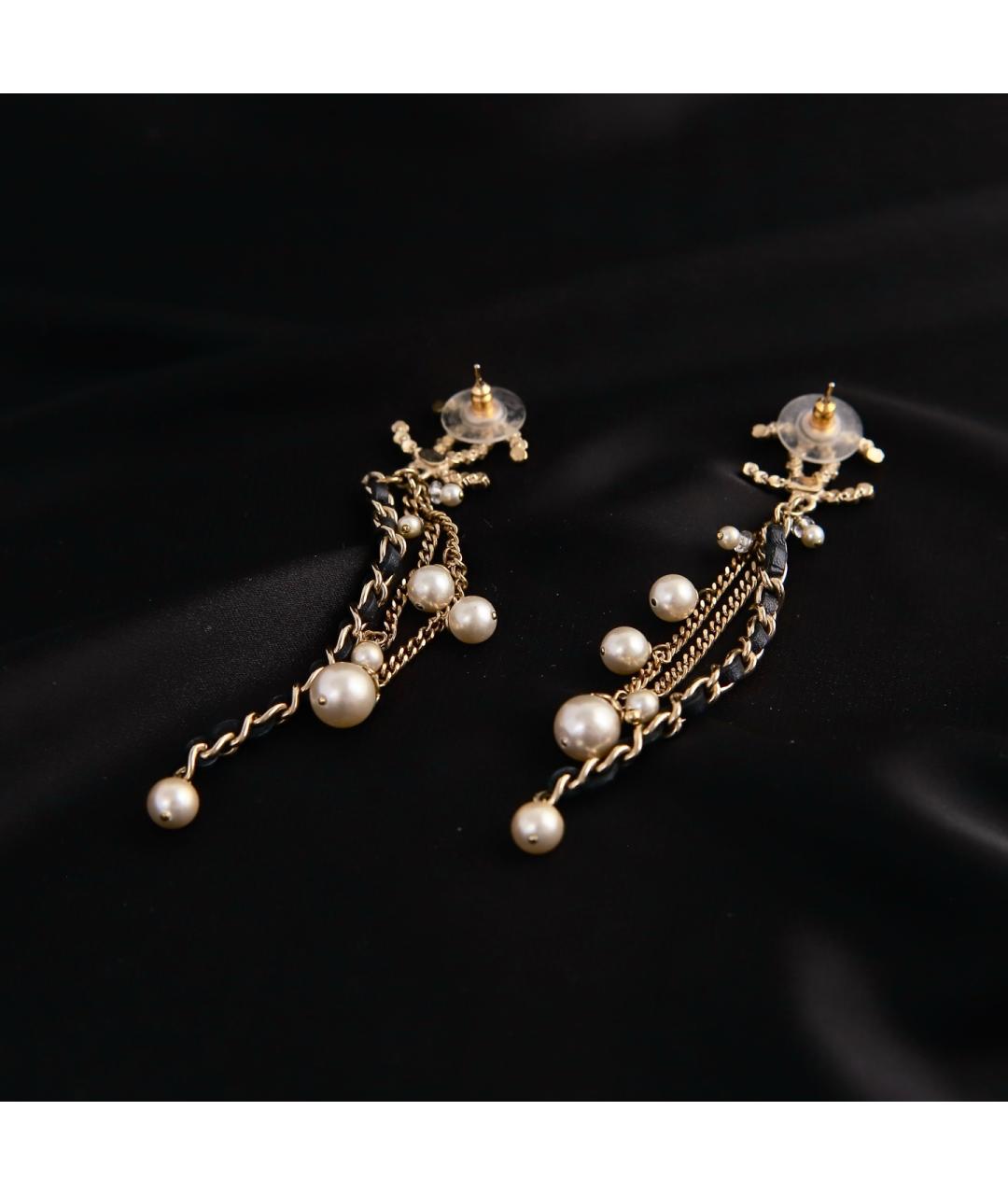 CHANEL Золотые металлические серьги, фото 4