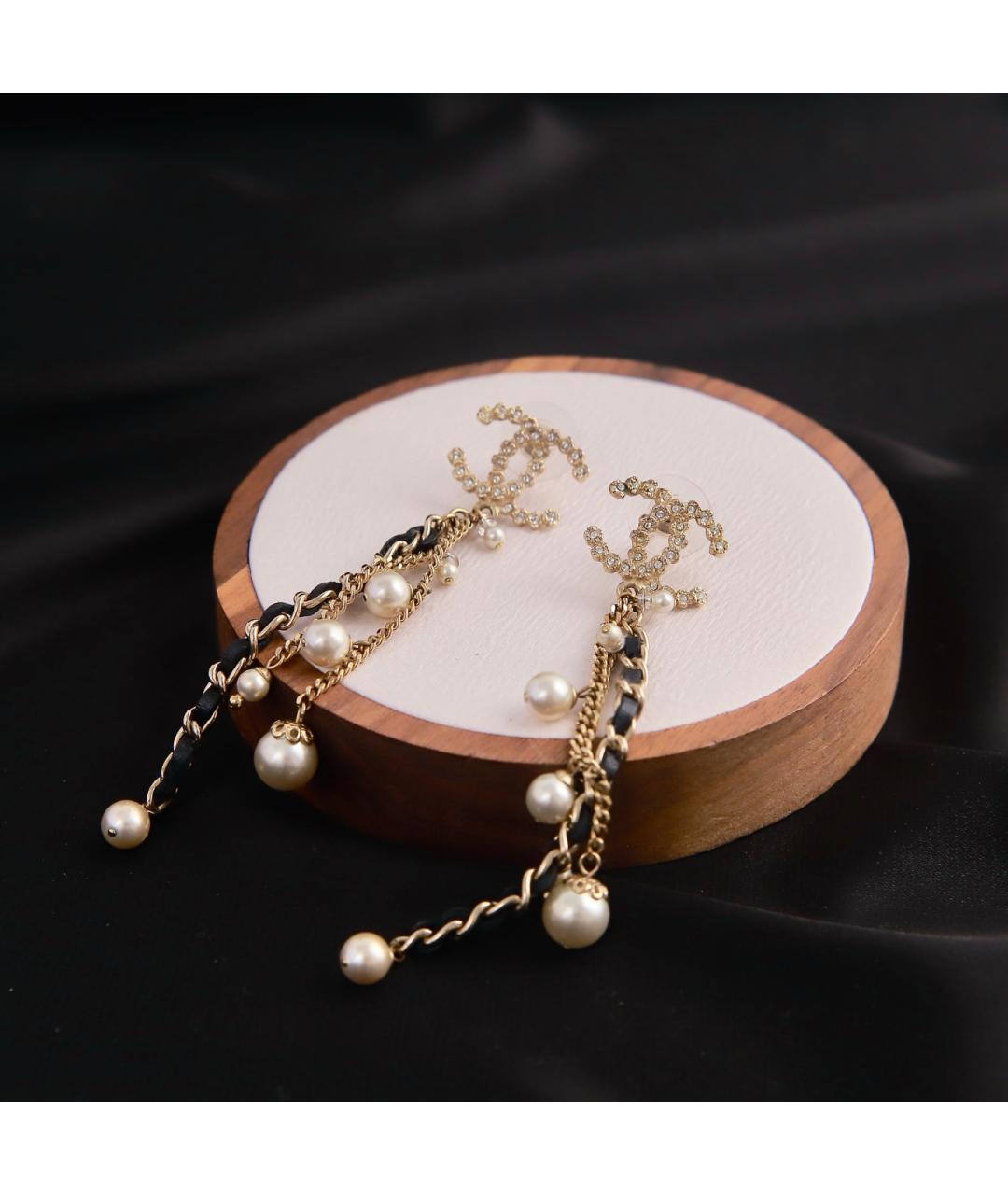 CHANEL Золотые металлические серьги, фото 6