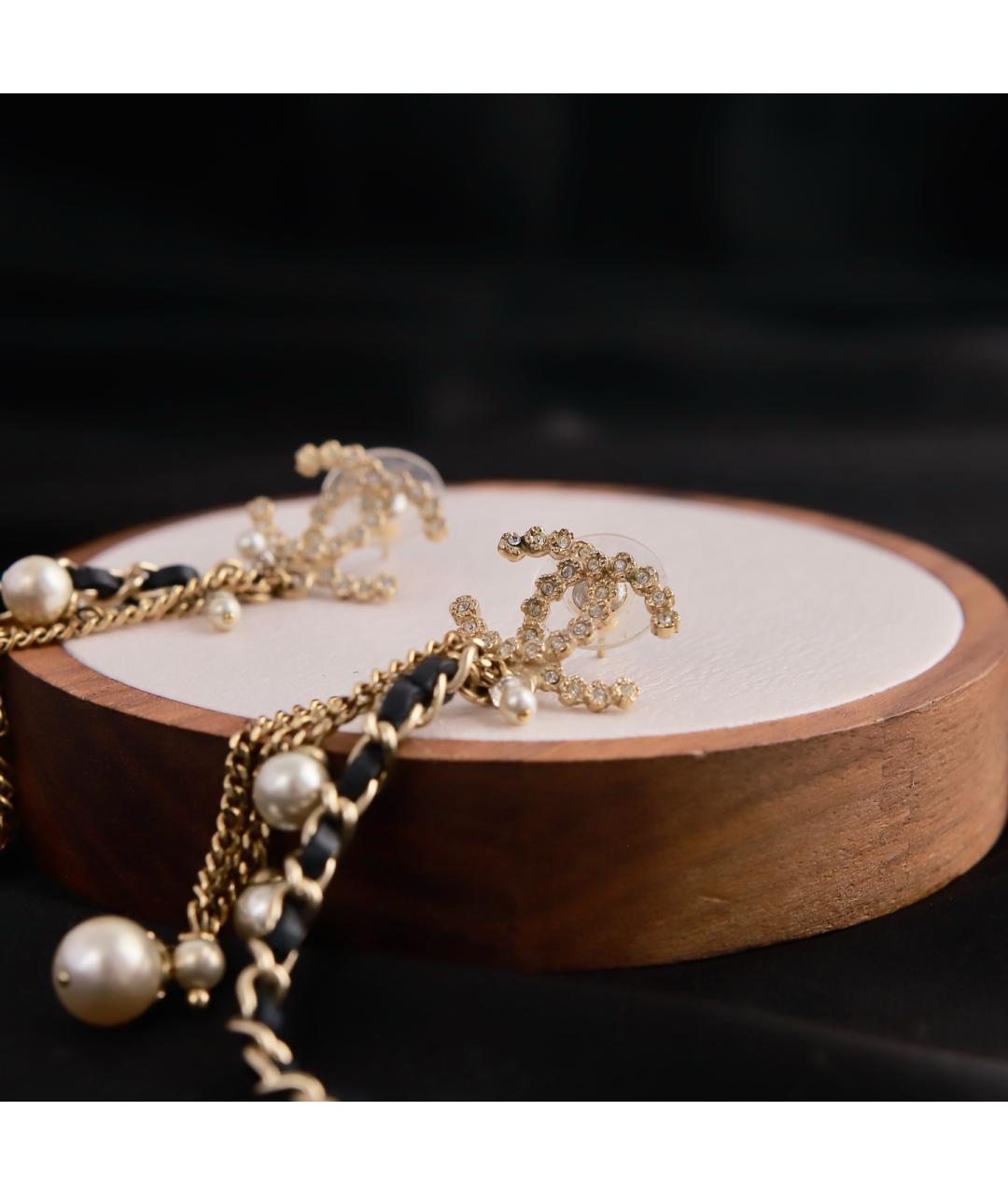 CHANEL Золотые металлические серьги, фото 8