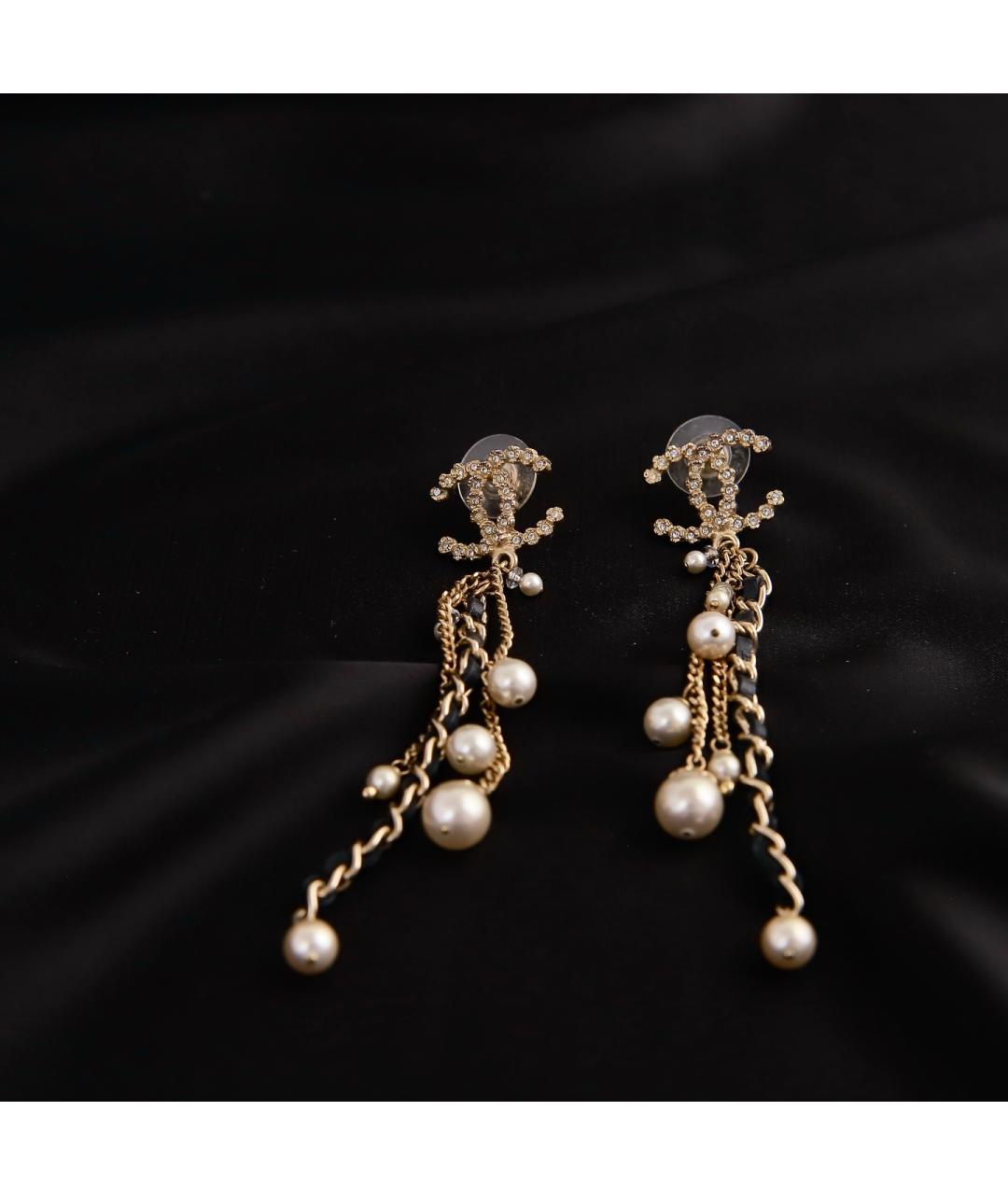 CHANEL Золотые металлические серьги, фото 10