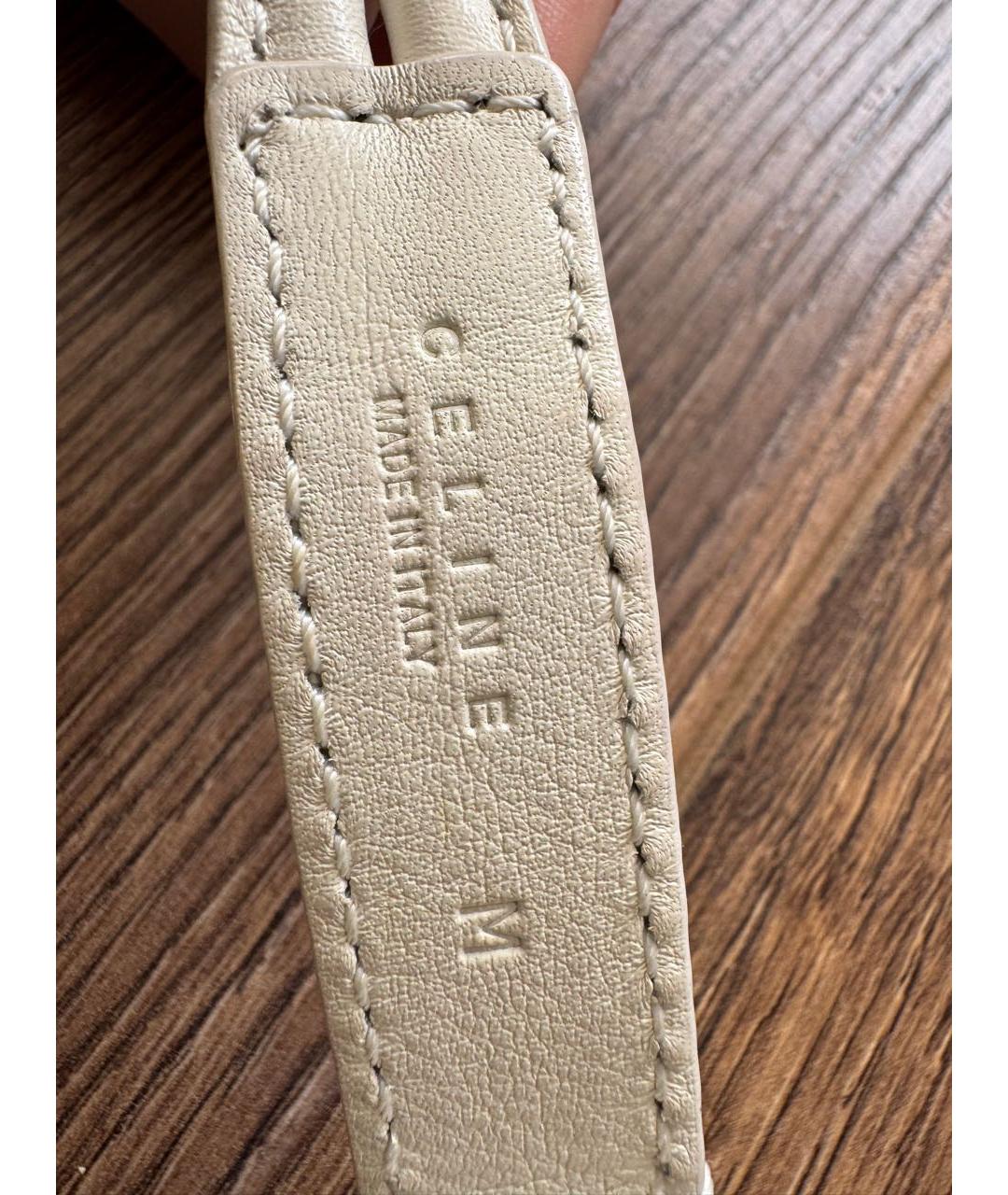 CELINE Бежевый кожаный ремень, фото 5