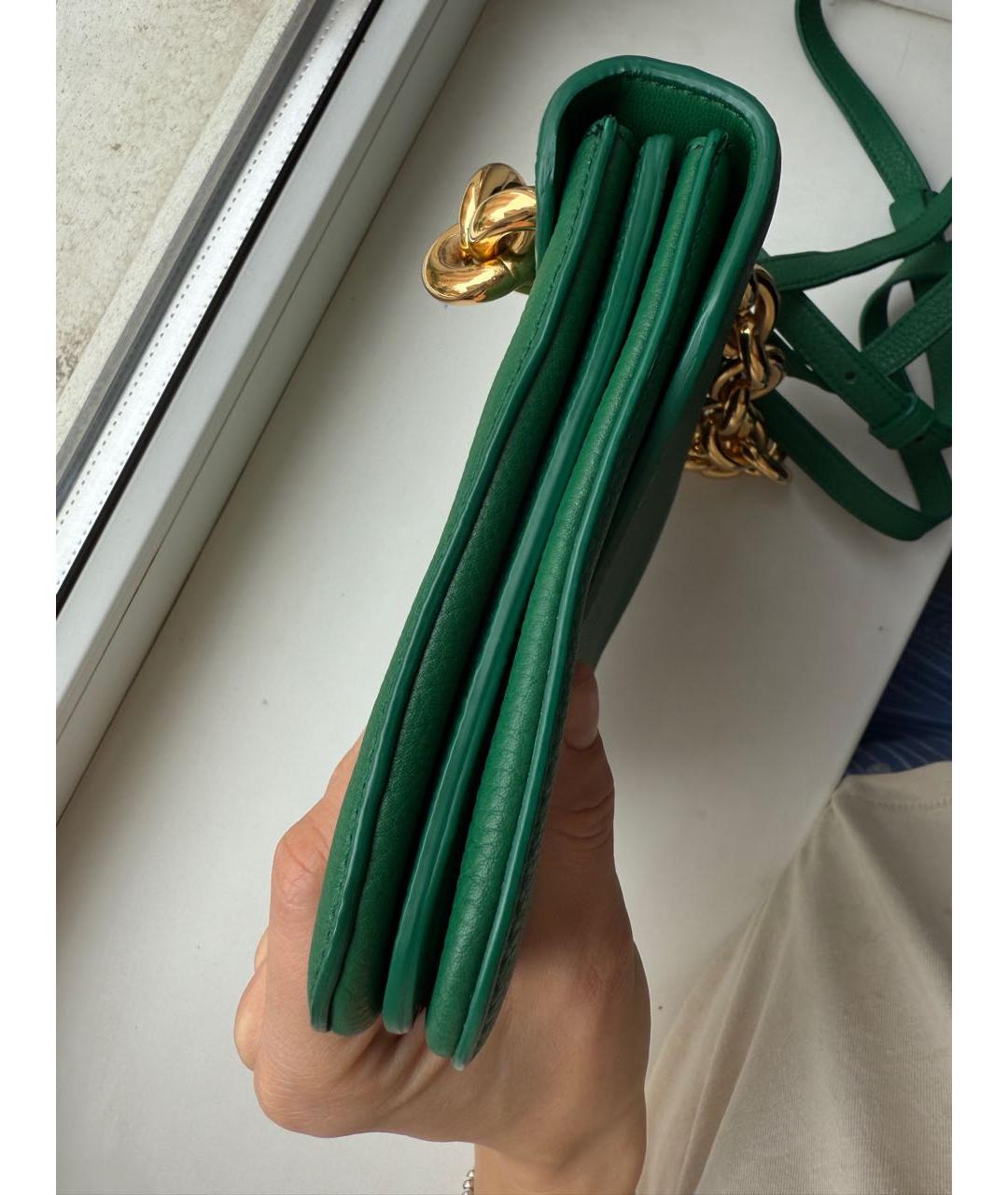 BOTTEGA VENETA Зеленая кожаная сумка через плечо, фото 4