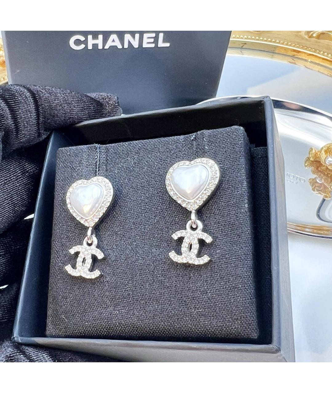CHANEL Серебряные металлические серьги, фото 4