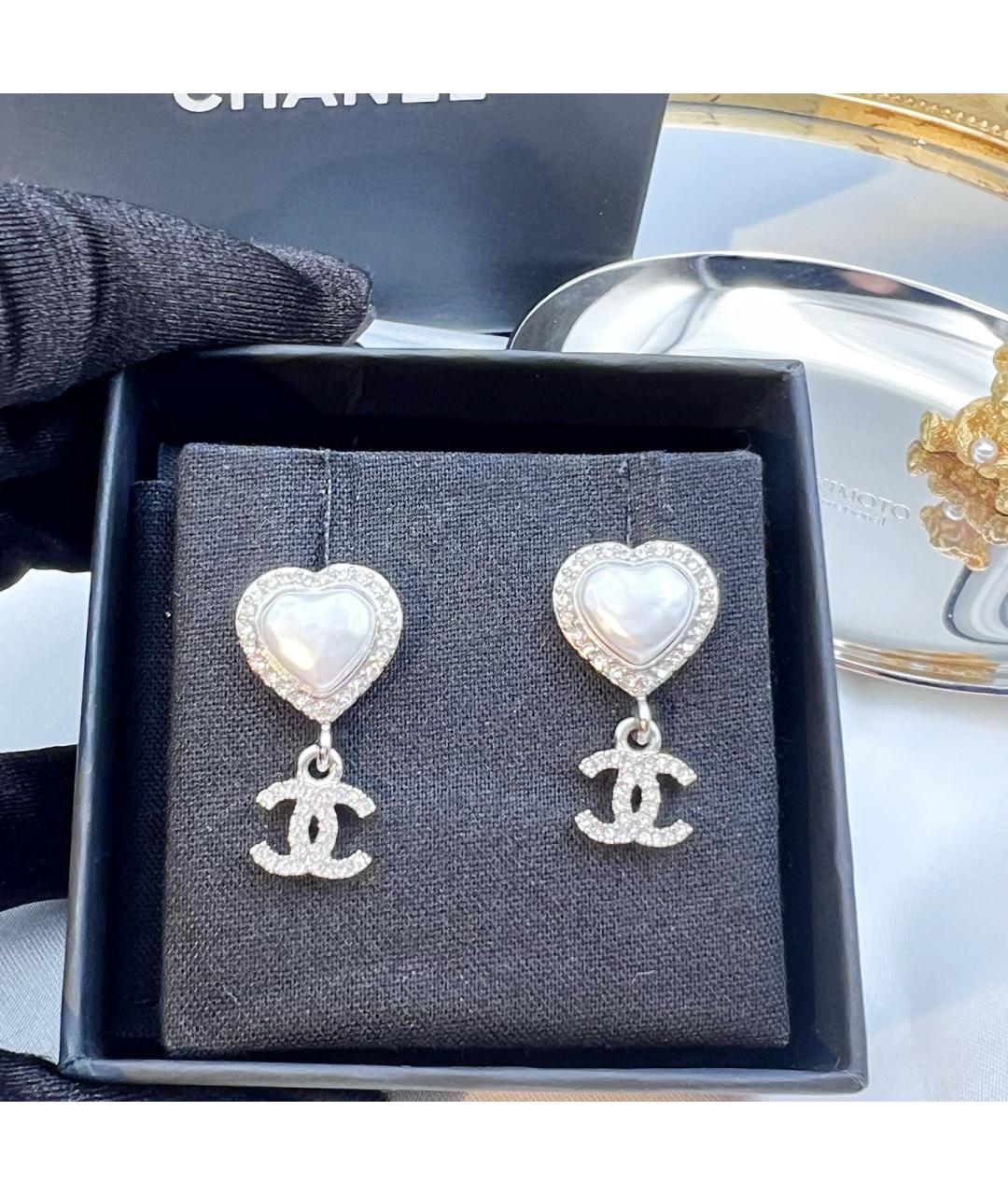 CHANEL Серебряные металлические серьги, фото 2