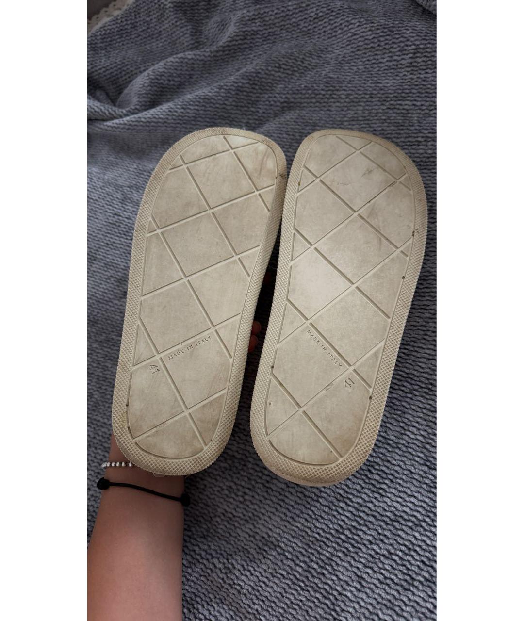 BOTTEGA VENETA Бежевые резиновые шлепанцы, фото 4