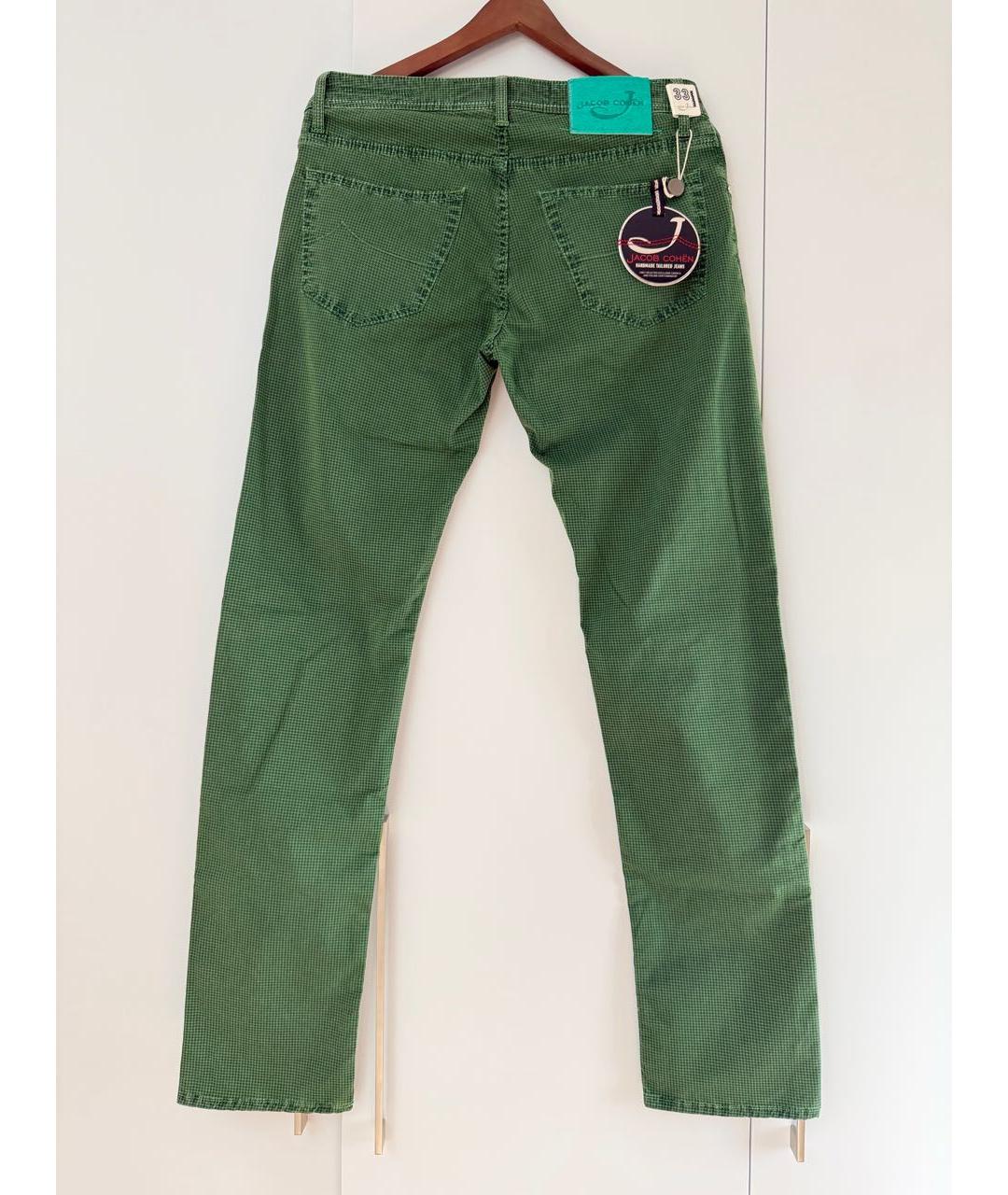 JACOB COHEN Зеленые хлопко-эластановые повседневные брюки, фото 2