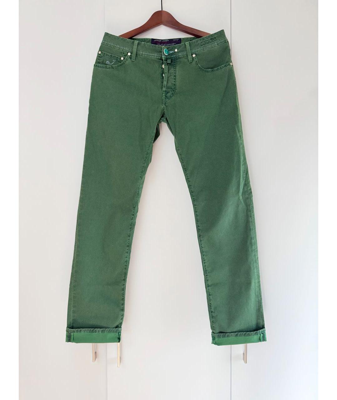 JACOB COHEN Зеленые хлопко-эластановые повседневные брюки, фото 5