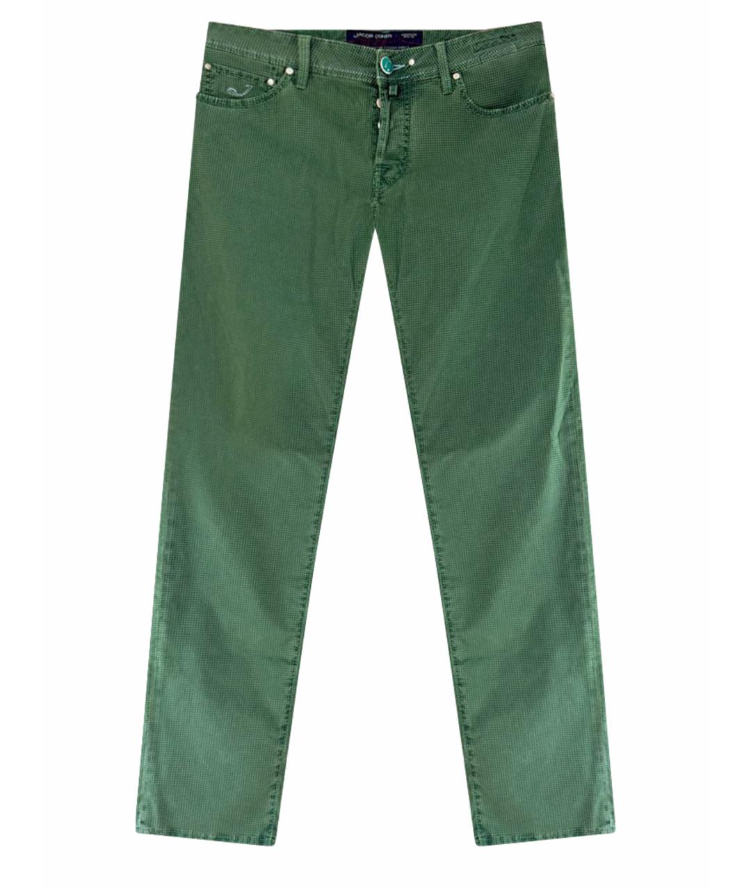 JACOB COHEN Зеленые хлопко-эластановые повседневные брюки, фото 1