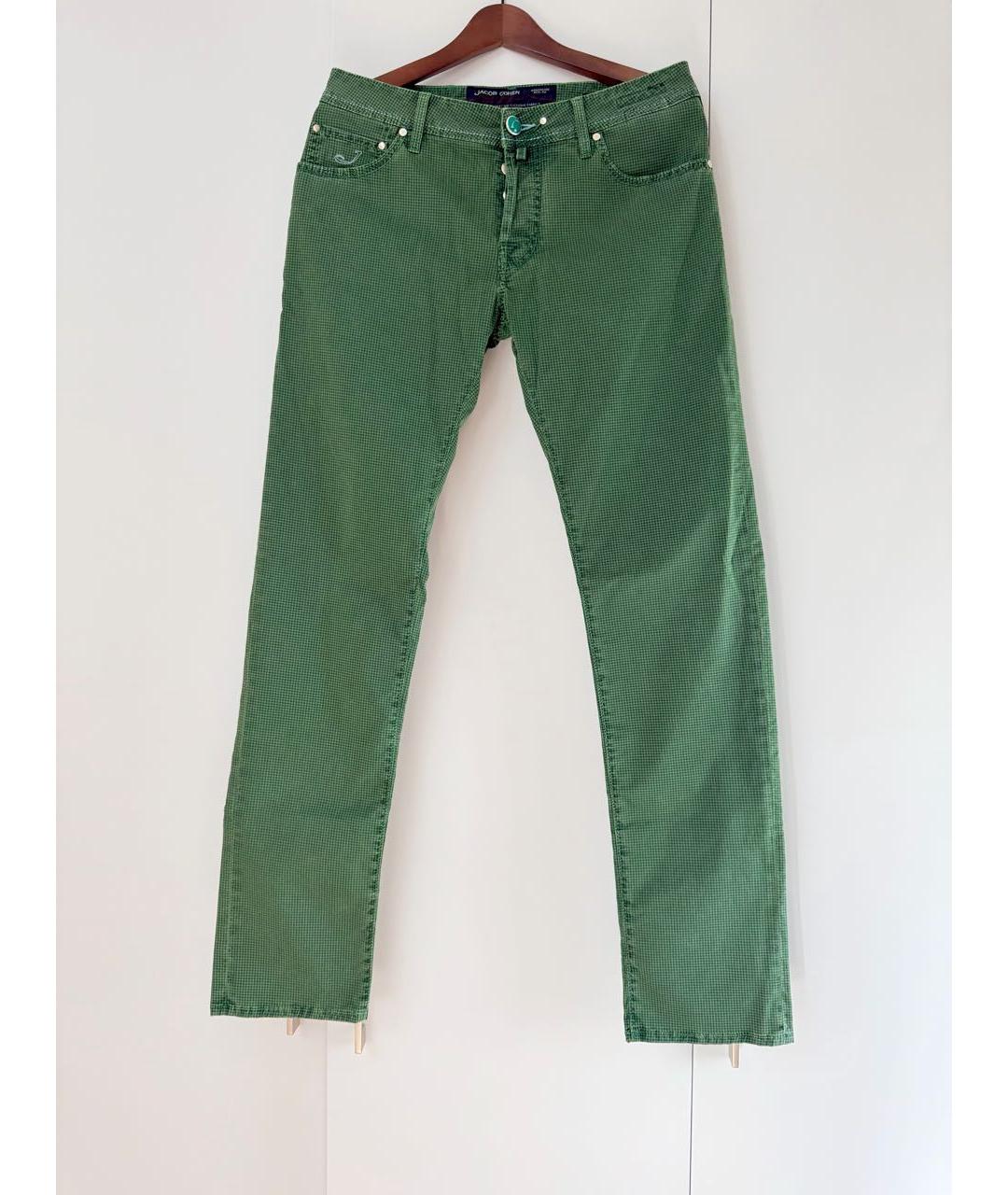 JACOB COHEN Зеленые хлопко-эластановые повседневные брюки, фото 9
