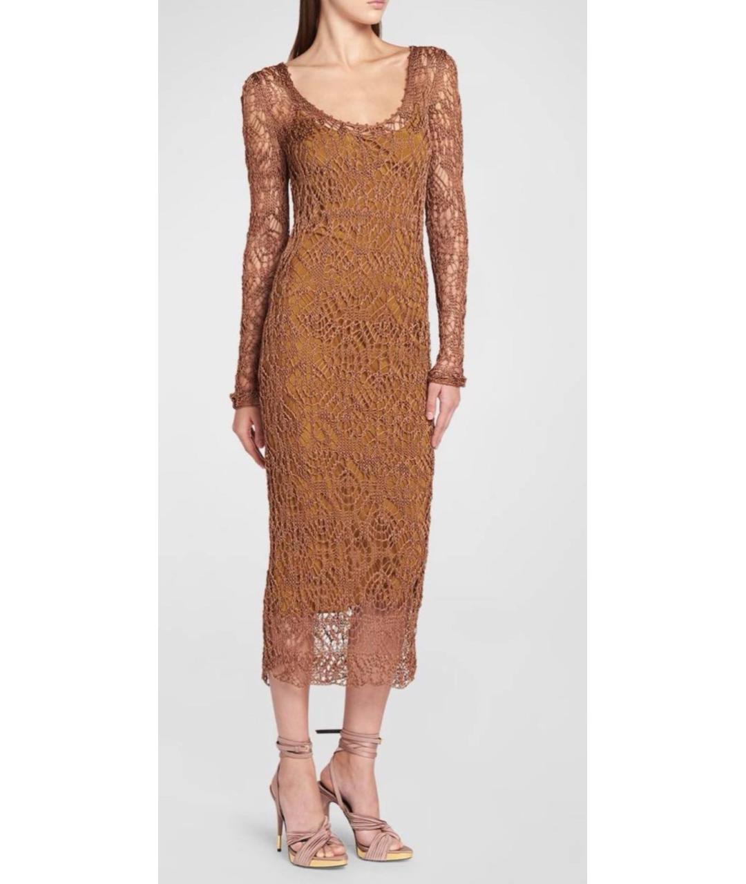 TOM FORD Золотое шелковое вечернее платье, фото 2