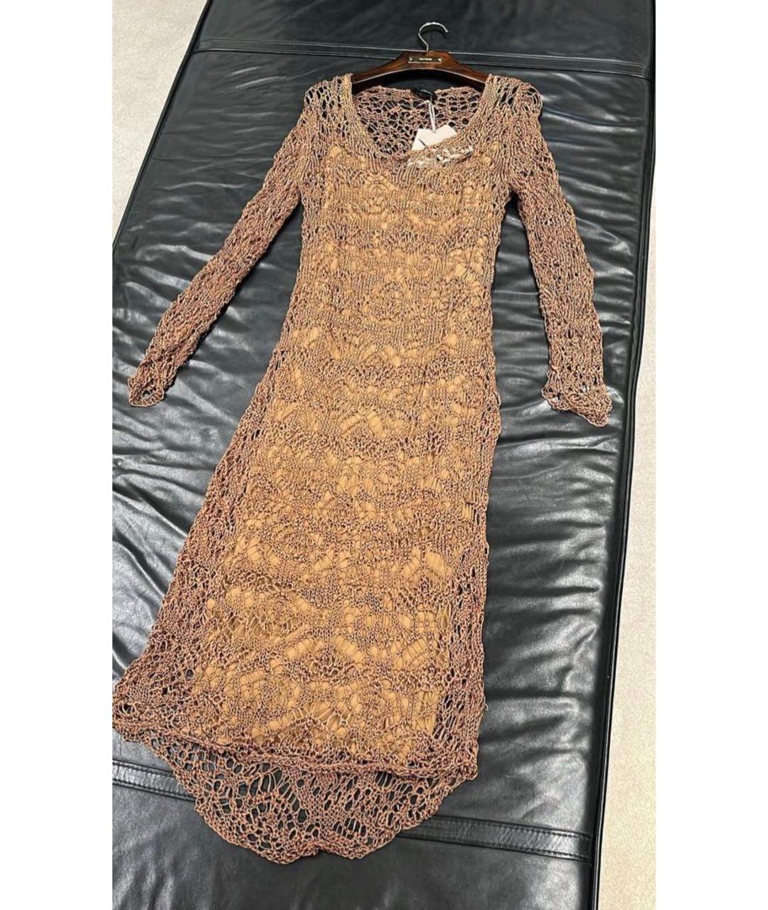 TOM FORD Золотое шелковое вечернее платье, фото 4