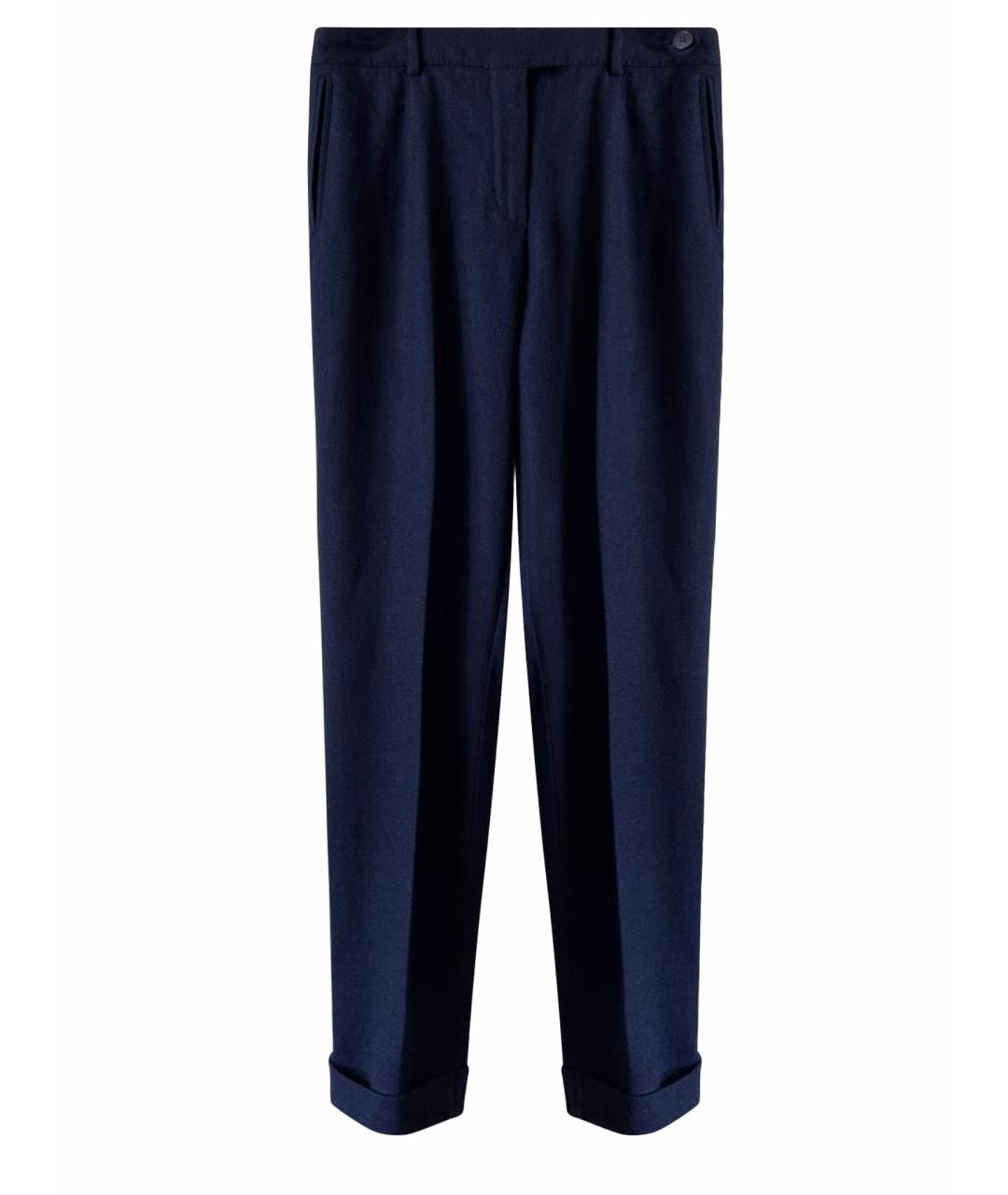 LORO PIANA Темно-синие кашемировые повседневные брюки, фото 1