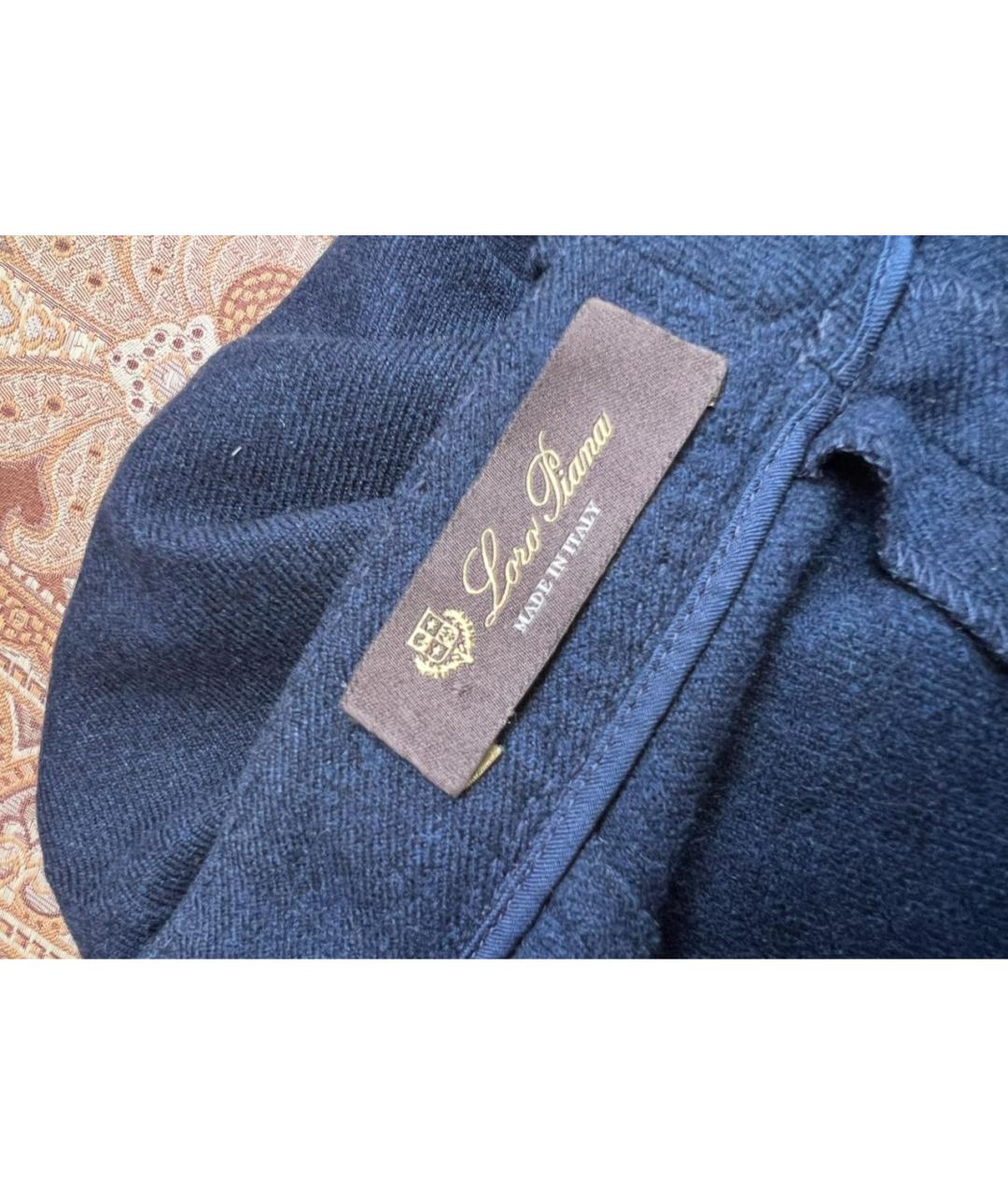 LORO PIANA Темно-синие кашемировые повседневные брюки, фото 4