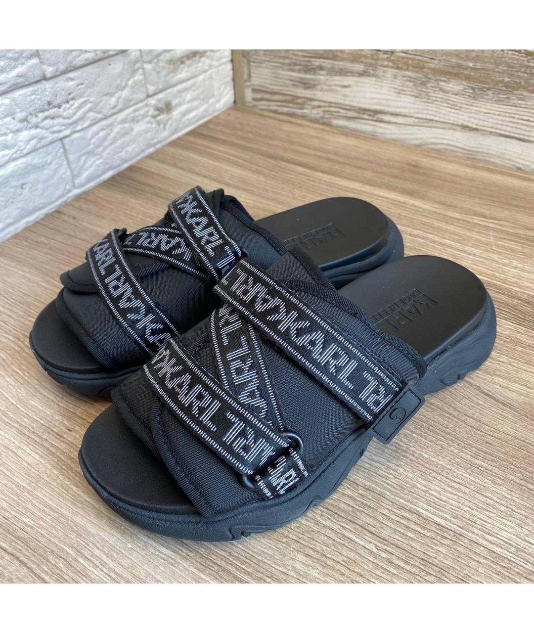 KARL LAGERFELD Черные текстильные шлепанцы, фото 3