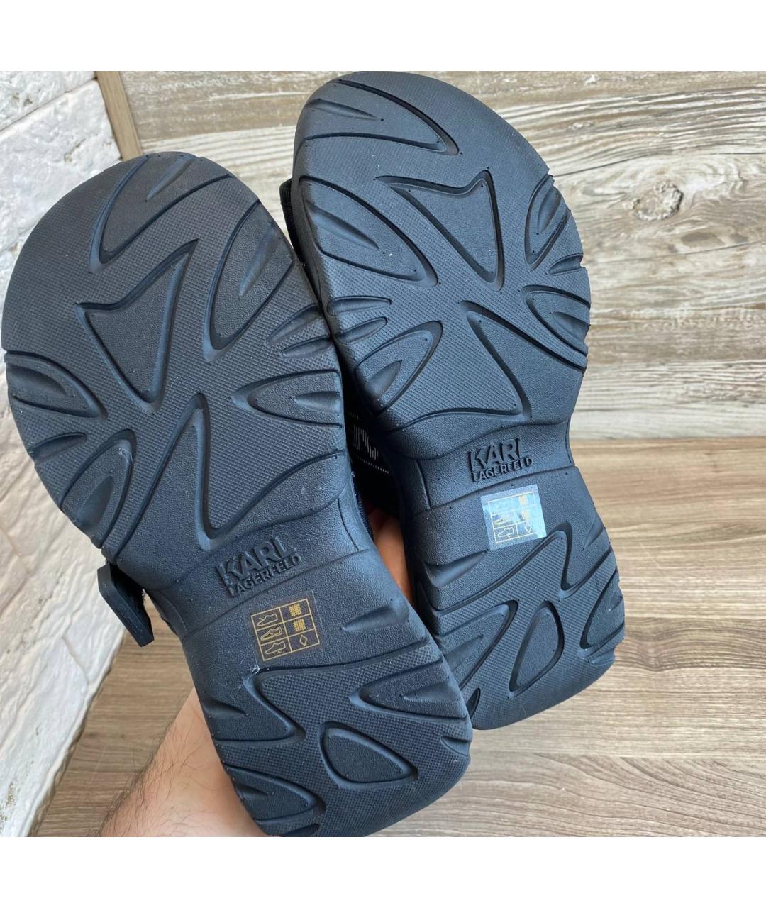 KARL LAGERFELD Черные текстильные шлепанцы, фото 8