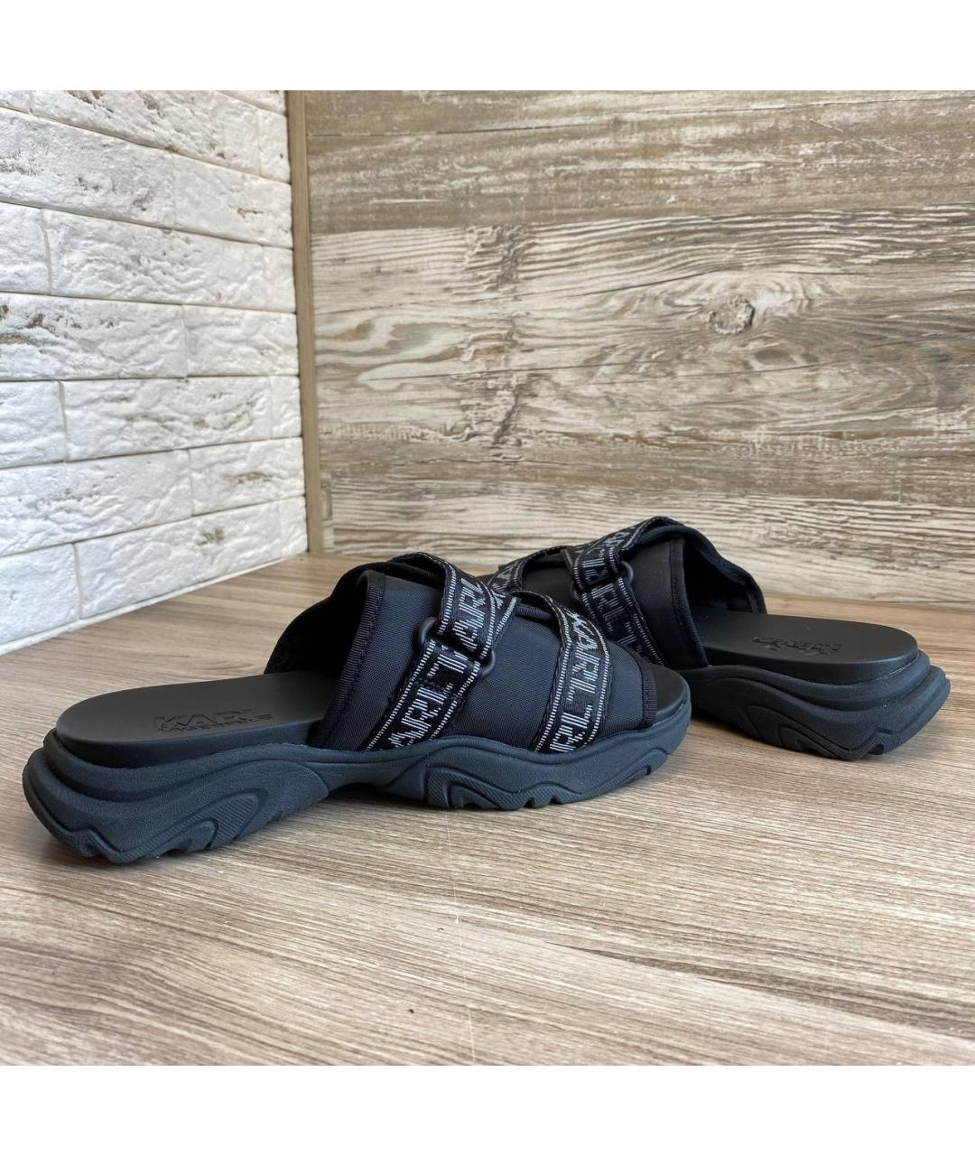 KARL LAGERFELD Черные текстильные шлепанцы, фото 10