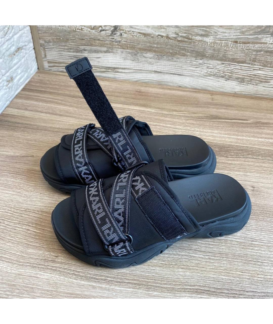 KARL LAGERFELD Черные текстильные шлепанцы, фото 7