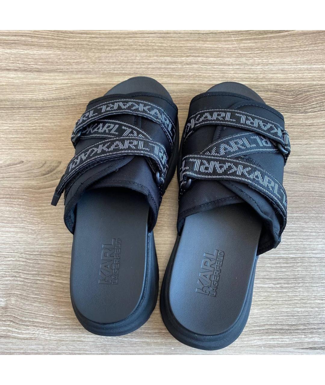 KARL LAGERFELD Черные текстильные шлепанцы, фото 5
