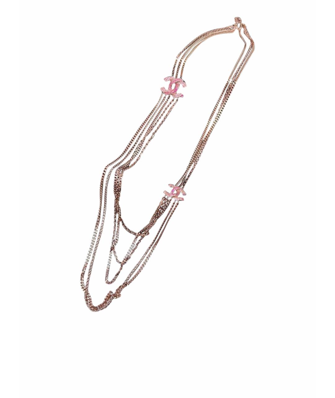 CHANEL Розовое металлическое колье, фото 1