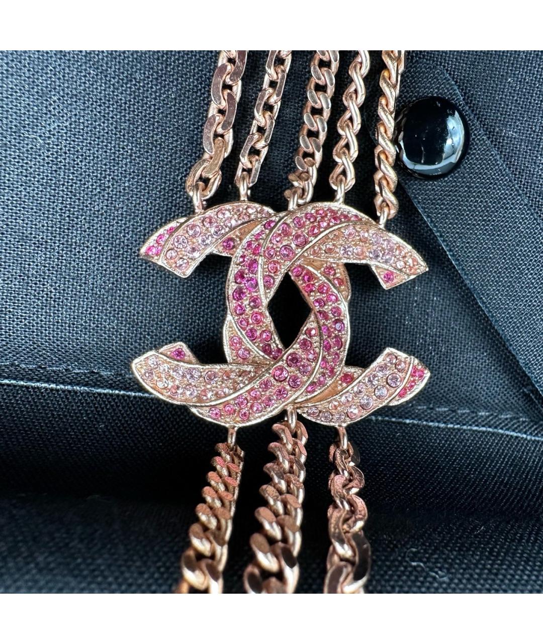 CHANEL Розовое металлическое колье, фото 3