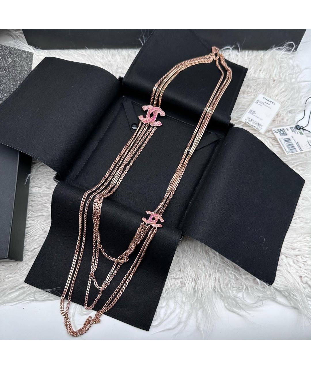 CHANEL Розовое металлическое колье, фото 10