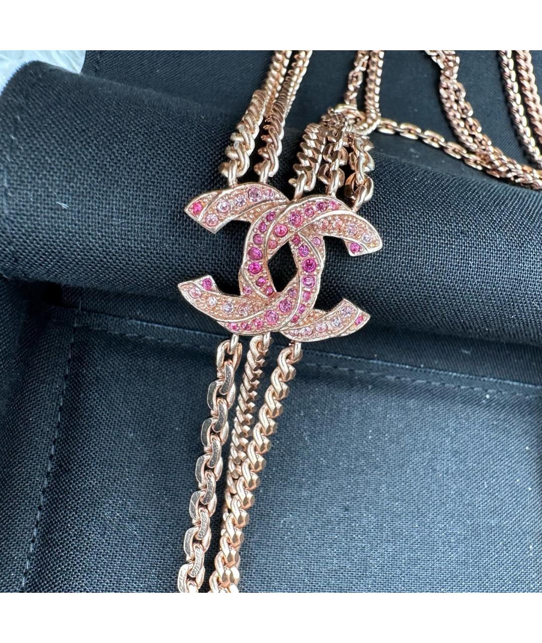 CHANEL Розовое металлическое колье, фото 2