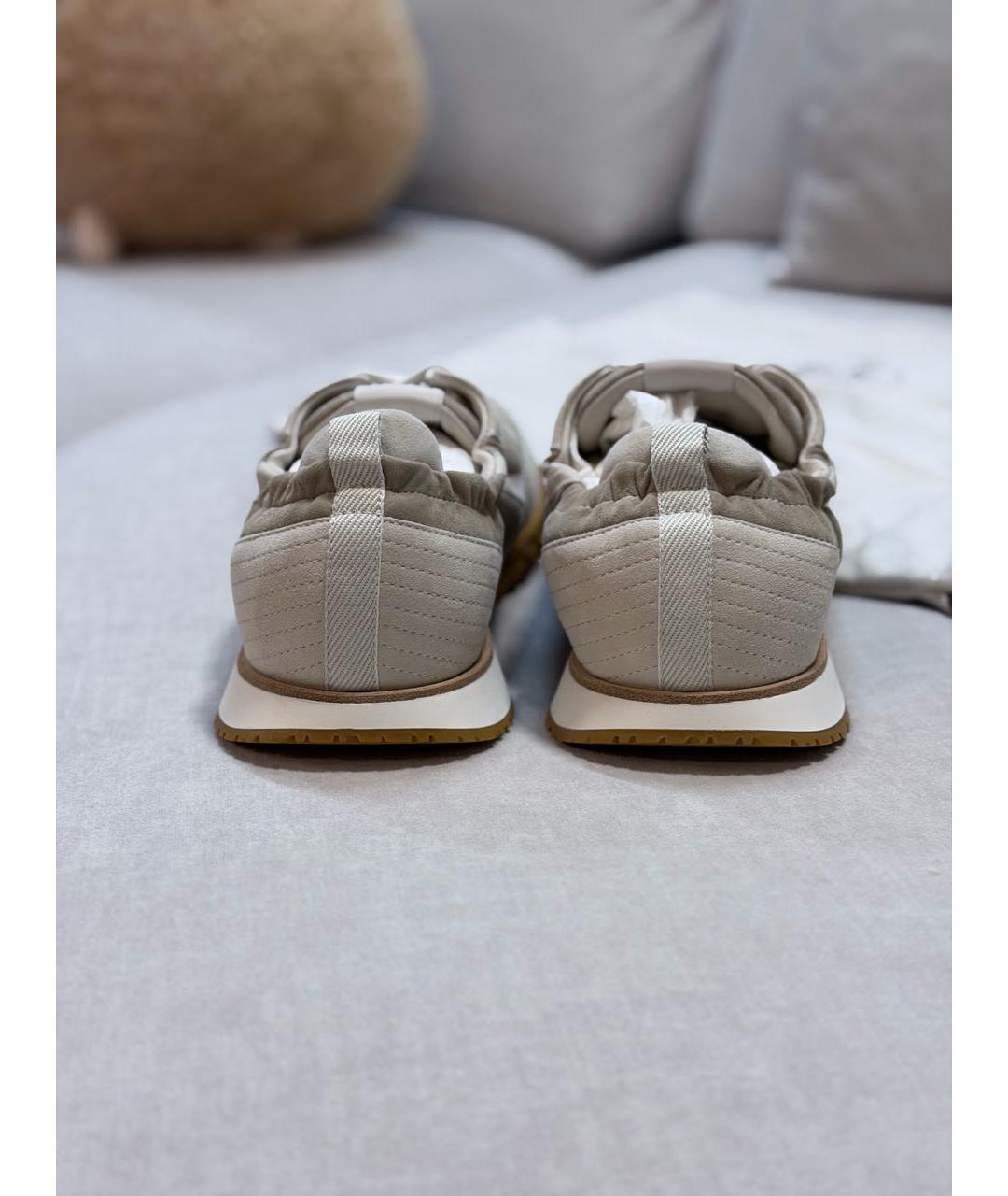 HERMES Бежевые замшевые низкие кроссовки / кеды, фото 4