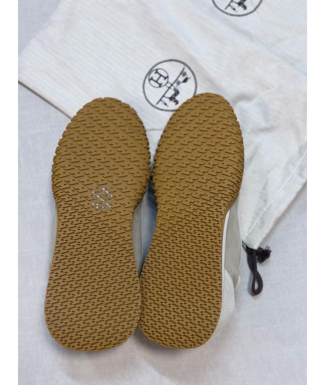 HERMES Бежевые замшевые низкие кроссовки / кеды, фото 6