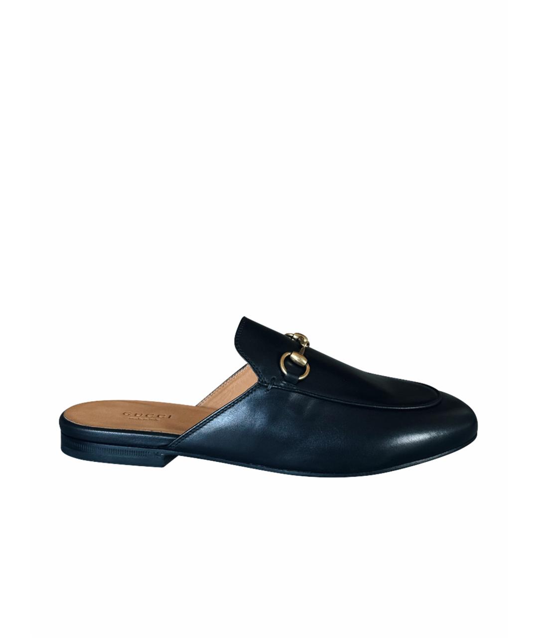 GUCCI Черные кожаные сабо, фото 1