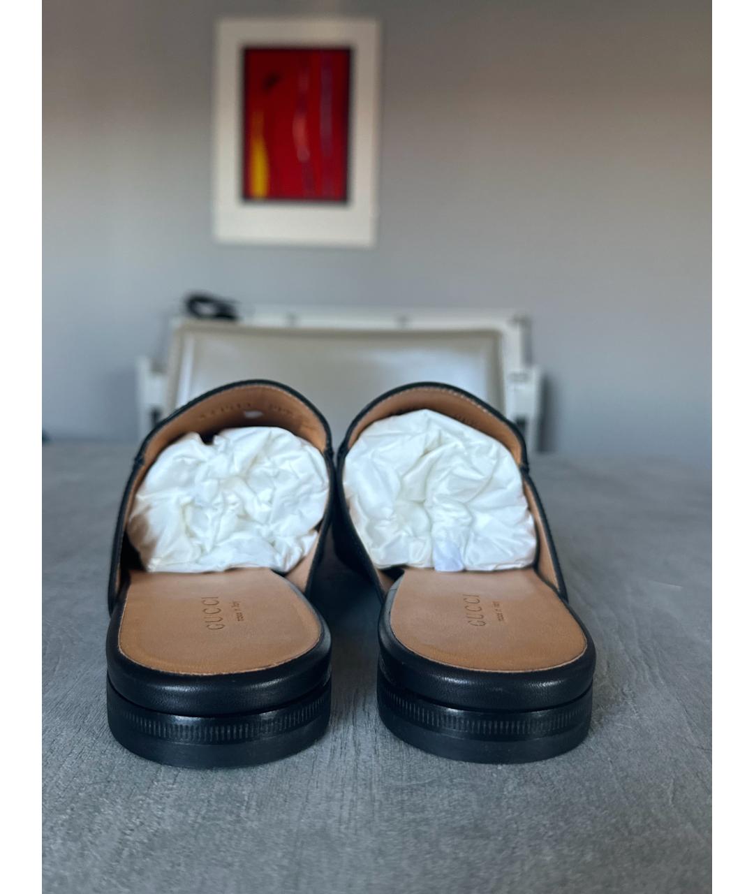 GUCCI Черные кожаные сабо, фото 4