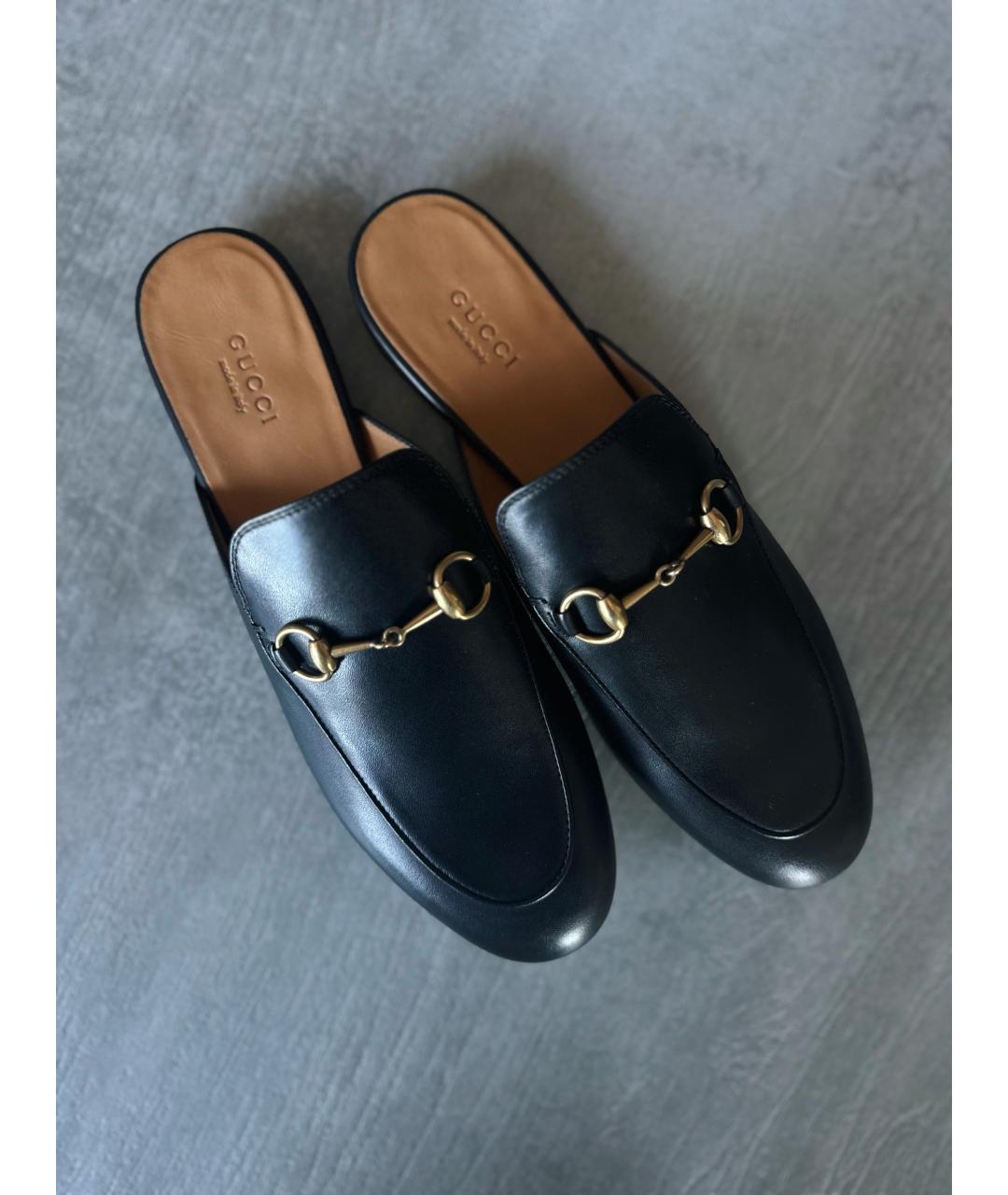 GUCCI Черные кожаные сабо, фото 2