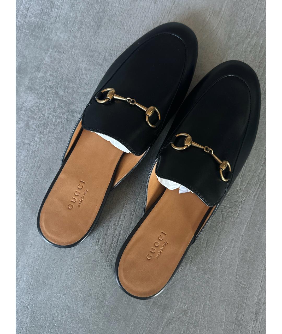 GUCCI Черные кожаные сабо, фото 3