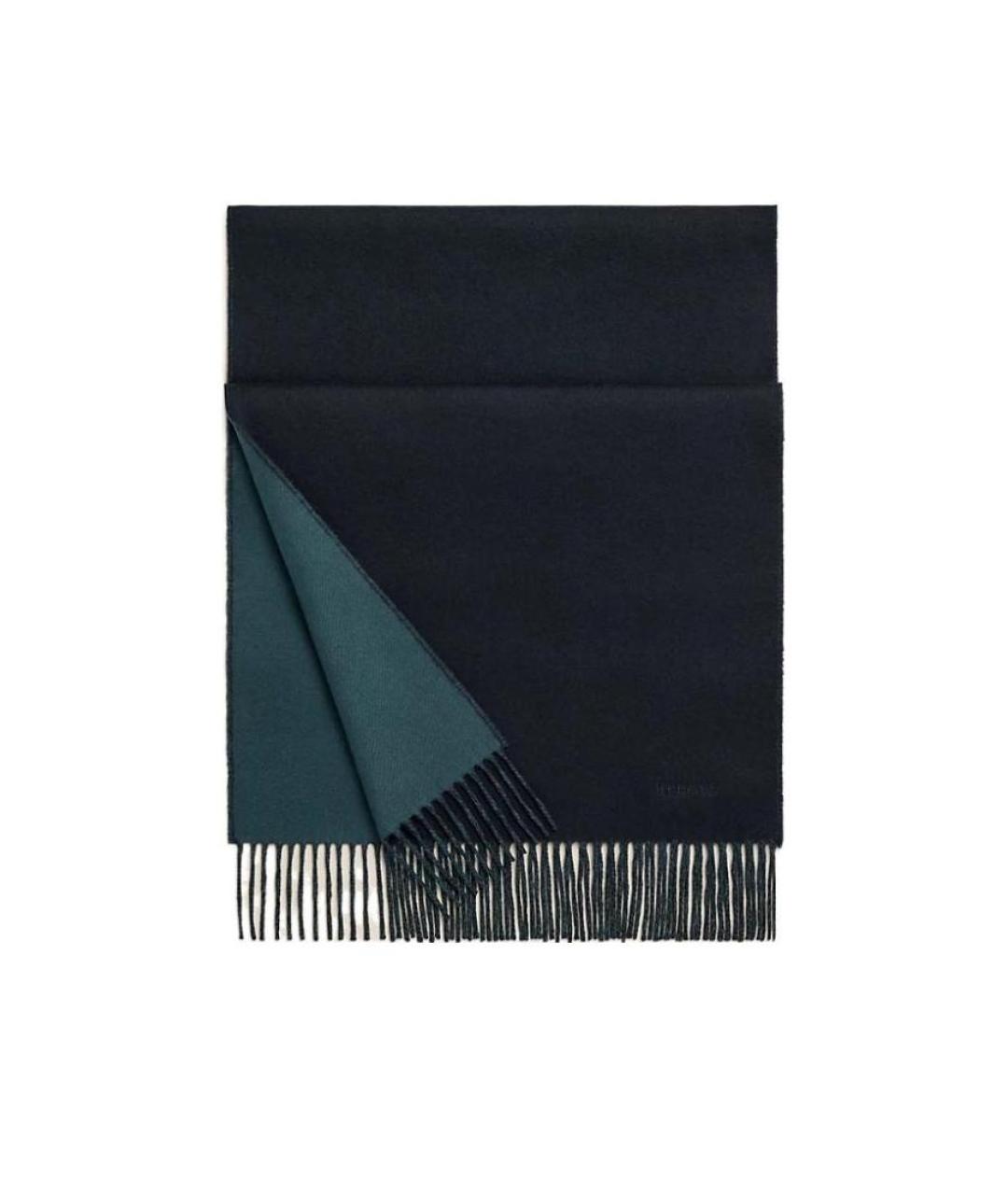 HERMES Черный кашемировый шарф, фото 3