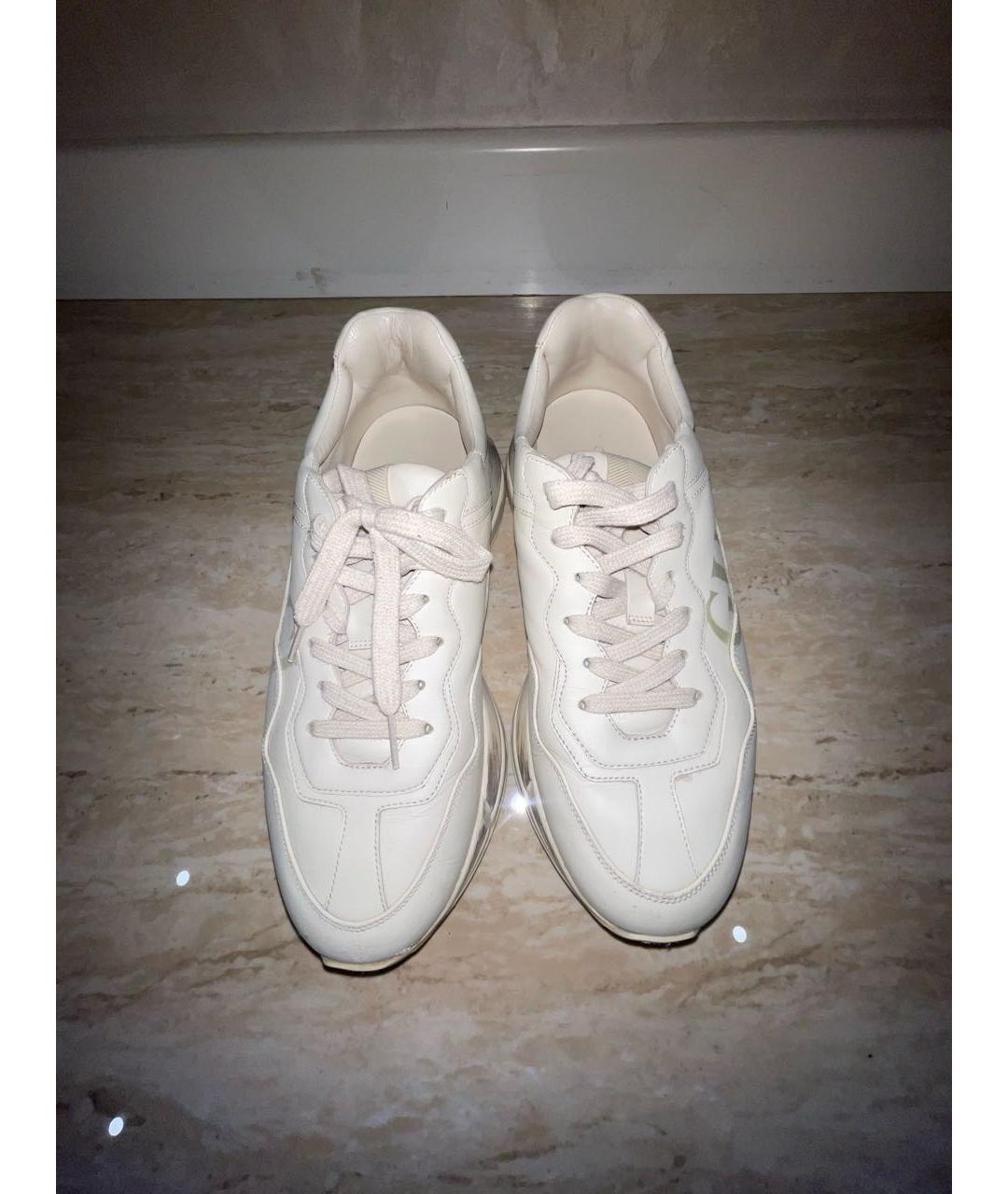 GUCCI Бежевые кожаные кроссовки, фото 2