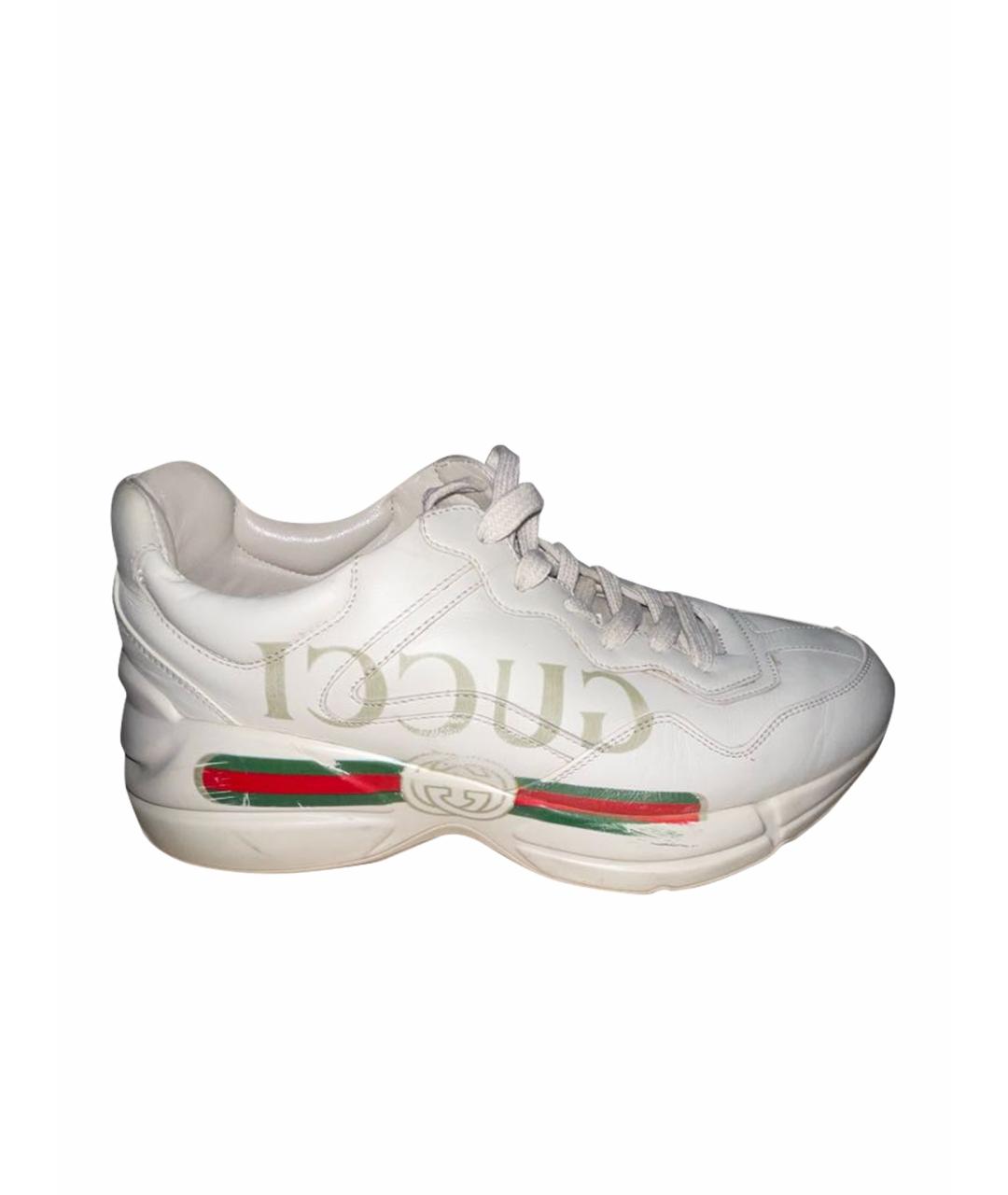 GUCCI Бежевые кожаные кроссовки, фото 1