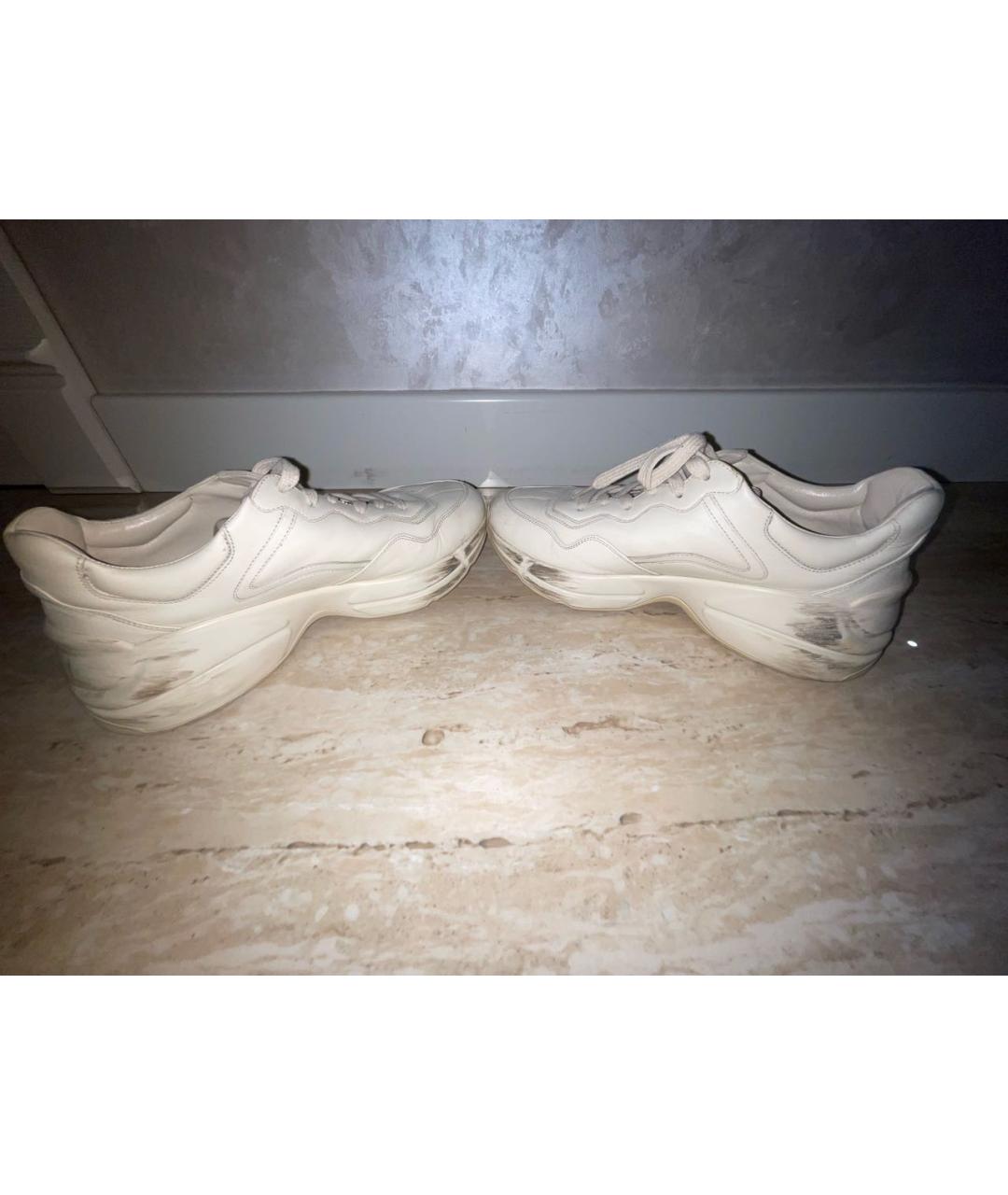 GUCCI Бежевые кожаные кроссовки, фото 4