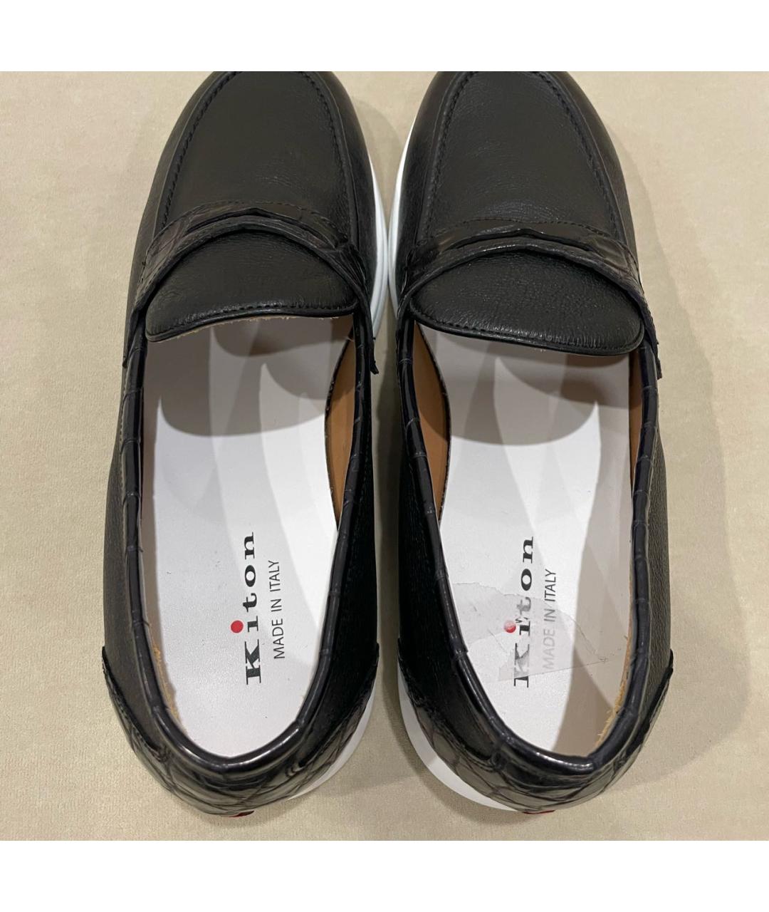 KITON Черные кожаные лоферы, фото 3