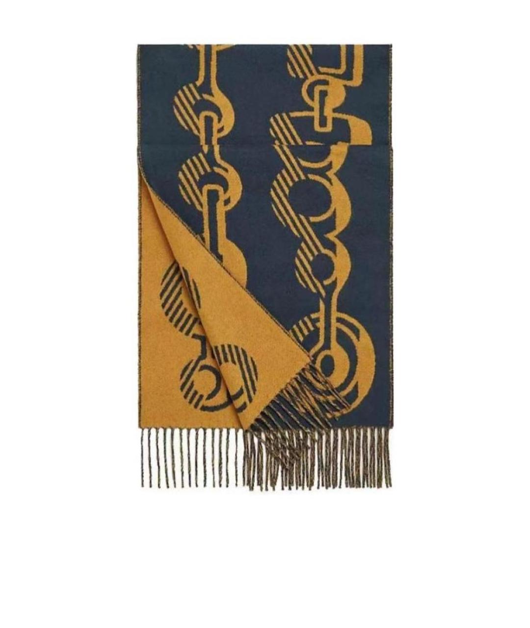 HERMES Горчичный кашемировый шарф, фото 1