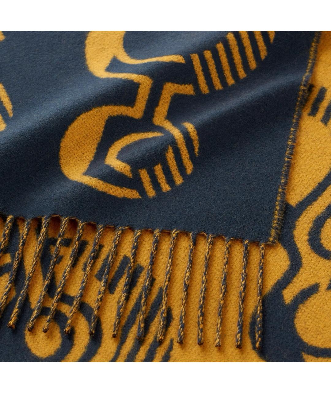 HERMES Горчичный кашемировый шарф, фото 2