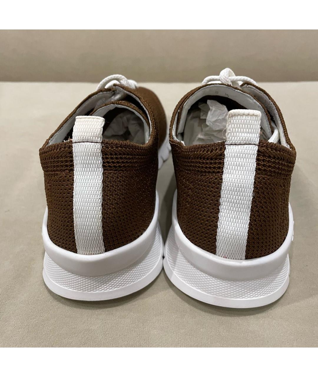 KITON Коричневые текстильные низкие кроссовки / кеды, фото 4