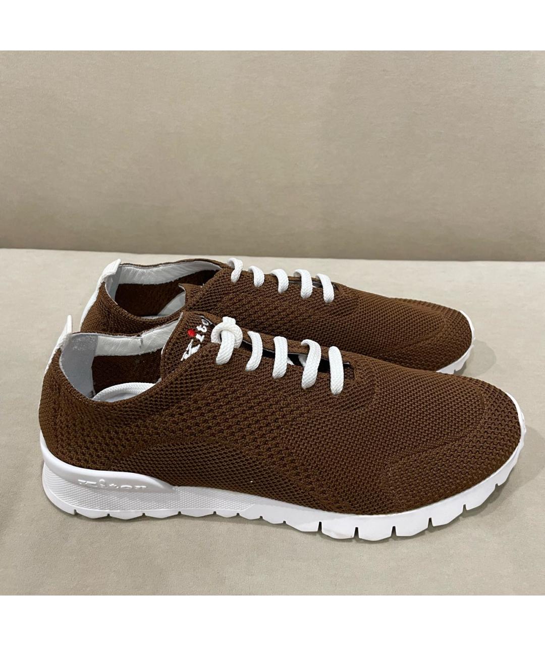 KITON Коричневые текстильные низкие кроссовки / кеды, фото 7